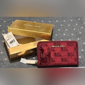 Michael Kors Jet Set Card Case - Deep Red